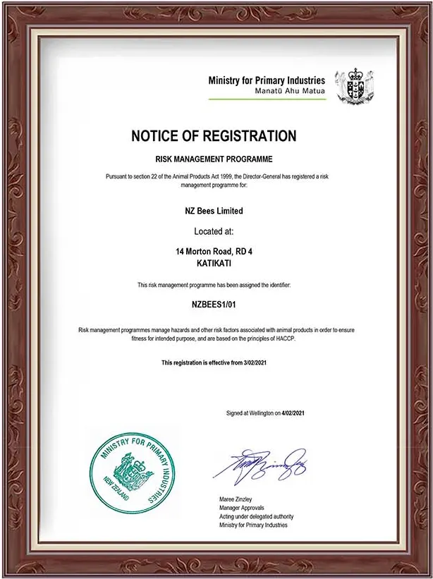 Notice of Registration